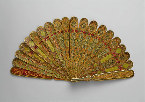 Fan with Poetic Verses, Iran, dated A. H. 1301  /  A. D. 1883-84. Creator: Unknown