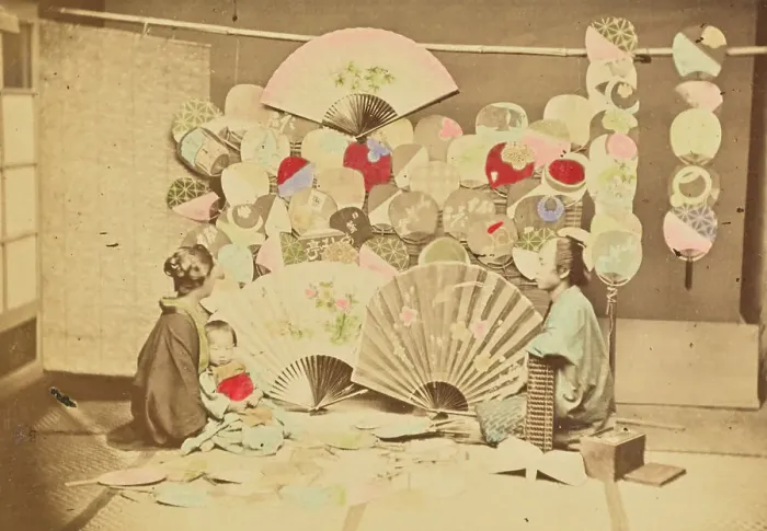 Framed Print : Fan Shop, 1897. Creator: Ogawa Kazumasa Framed Print : Fan Shop, 1897. Creator: Ogawa Kazumasa