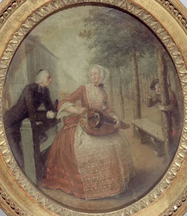 Framed Print : Fanchon la vielleuse et l'abbé Lattaignant vers 1775, c1775. Creator: Ecole Francaise Framed Print : Fanchon la vielleuse et l'abbé Lattaignant vers 1775, c1775. Creator: Ecole Francaise