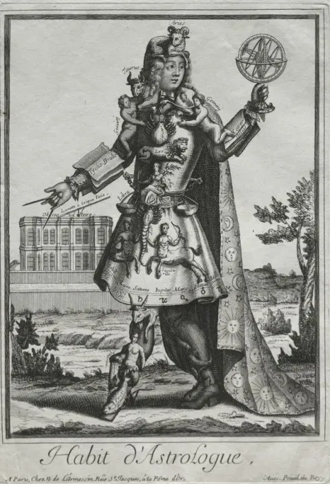 Framed Print : Fanciful Costumes: Costume of the Astrologer, c. 1690. Creator: Nicolas de Larmessin II (French Framed Print : Fanciful Costumes: Costume of the Astrologer, c. 1690. Creator: Nicolas de Larmessin II (French
