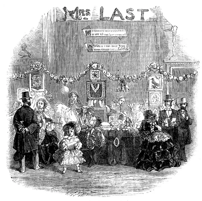 Framed Print : Fancy Bazaar recently held in the Townhall, Hadleigh, Suffolk, in aid of the Restoration... 1858. Creator: Unknown Framed Print : Fancy Bazaar recently held in the Townhall, Hadleigh, Suffolk, in aid of the Restoration... 1858. Creator: Unknown