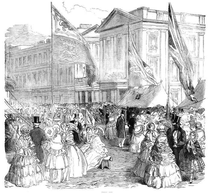Framed Print : Fancy Bazaar at the Wellington Barracks, St. James's-Park, 1856. Creator: Unknown Framed Print : Fancy Bazaar at the Wellington Barracks, St. James's-Park, 1856. Creator: Unknown