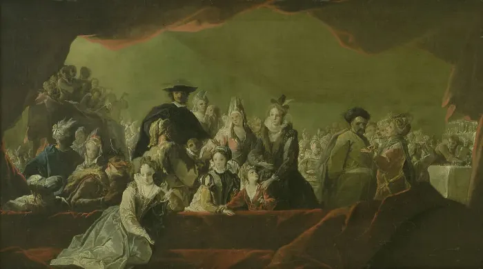 Framed Print : A Fancy-Dress Ball, 1704-1711. Creator: Benoit Le Coffre Framed Print : A Fancy-Dress Ball, 1704-1711. Creator: Benoit Le Coffre