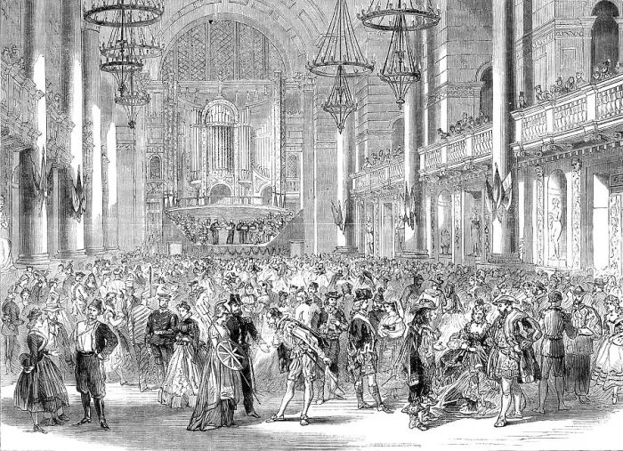 Framed Print : Fancy-dress ball in aid of St. Ann's Dispensary, at St, George's Hall, Liverpool, 1864. Creator: Unknown