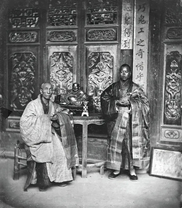 Framed Print : Fangguangyan monastery, Fujian province, China: two Buddhist priests, 1870-1871. Creator: John Thomson Framed Print : Fangguangyan monastery, Fujian province, China: two Buddhist priests, 1870-1871. Creator: John Thomson