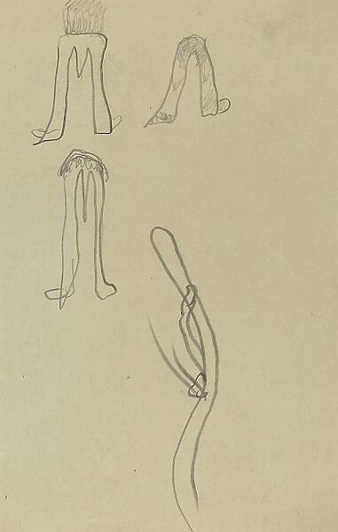 Four Fantastic Forms [recto], 1884-1888. Creator: Paul Gauguin