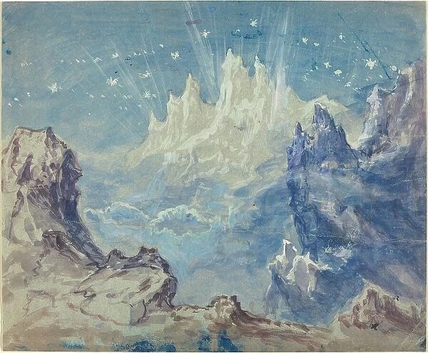 Fantastic Mountainous Landscape with a Starry Sky. Creator: Robert Caney