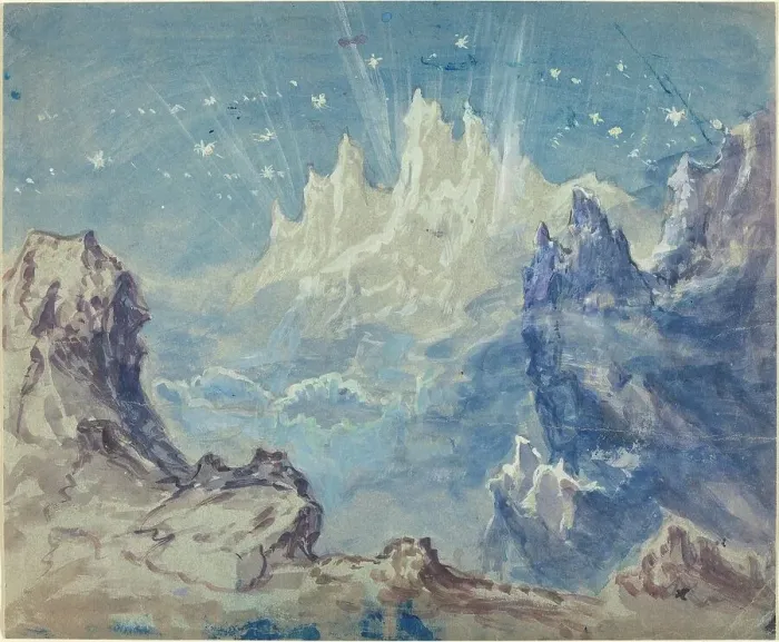 Framed Print : Fantastic Mountainous Landscape with a Starry Sky. Creator: Robert Caney Framed Print : Fantastic Mountainous Landscape with a Starry Sky. Creator: Robert Caney