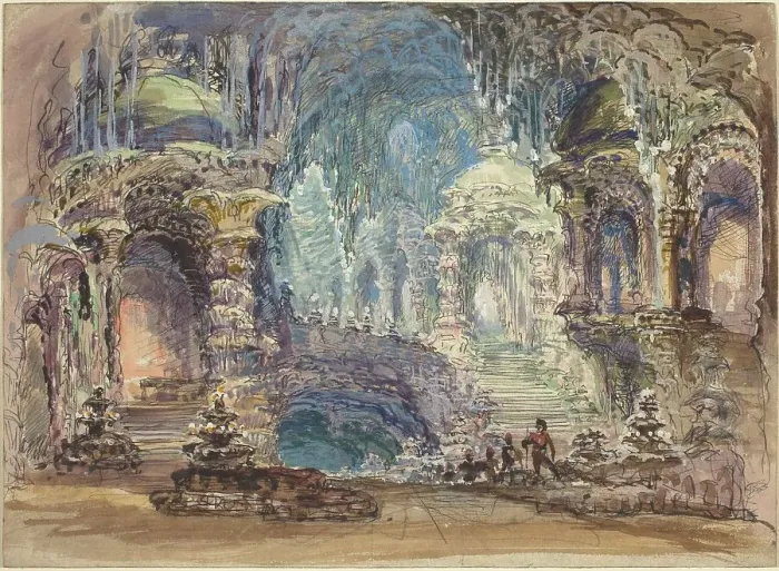 Framed Print : Fantastic Pavilions in a Grotto. Creator: Robert Caney Framed Print : Fantastic Pavilions in a Grotto. Creator: Robert Caney