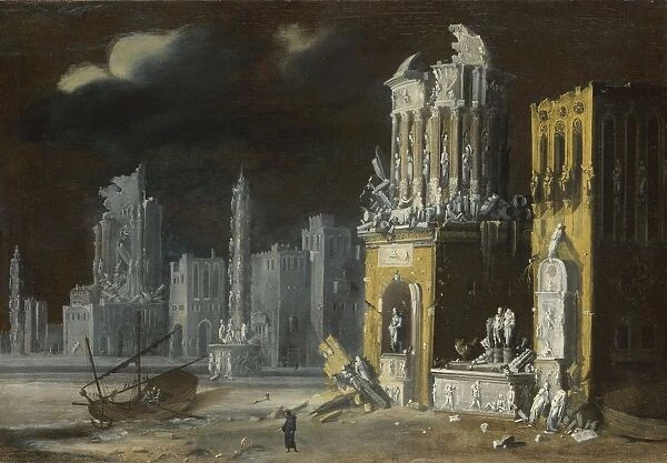 Fantastic Ruins with Saint Augustine and the Child, 1623. Artist: Nome, Francois de (1593-after 1630)
