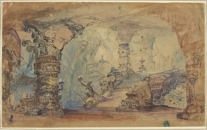 Framed Print : A Fantastic Underground Temple (Aladdin's Cave?). Creator: Robert Caney Framed Print : A Fantastic Underground Temple (Aladdin's Cave?). Creator: Robert Caney
