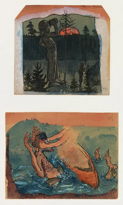 Framed Print : Fantasy 1. A Giant Drinking 2. Iku-Turso, c1890s. Creator: Hugo Simberg Framed Print : Fantasy 1. A Giant Drinking 2. Iku-Turso, c1890s. Creator: Hugo Simberg