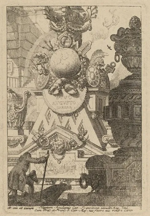 Framed Print : Fantasy of an Antique Trophy to Augustus, 1770 / 1780. Creator: Karl Schutz Framed Print : Fantasy of an Antique Trophy to Augustus, 1770 / 1780. Creator: Karl Schutz