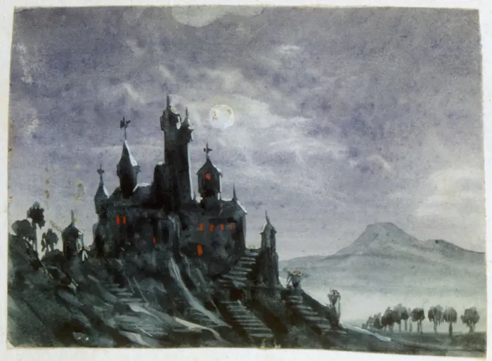Framed Print : Fantasy Castle in Moonlight I, 1820-1876. Artist: George Sand Framed Print : Fantasy Castle in Moonlight I, 1820-1876. Artist: George Sand