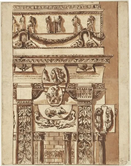 Framed Print : Fantasy of a Façade with Bizarre Ornaments, 1764 / 1766. Creator: Giovanni Battista Piranesi Framed Print : Fantasy of a Façade with Bizarre Ornaments, 1764 / 1766. Creator: Giovanni Battista Piranesi