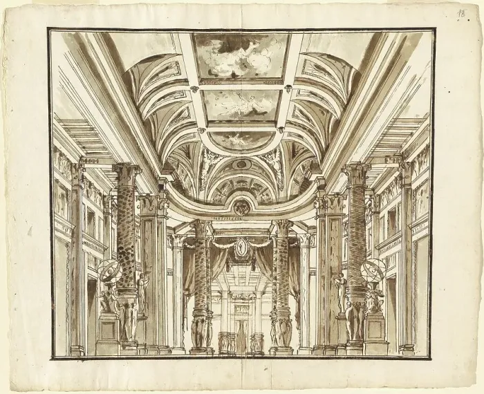Framed Print : Fantasy of a Great Hall with Basketweave Columns, c. 1800. Creator: Pietro Gonzaga Framed Print : Fantasy of a Great Hall with Basketweave Columns, c. 1800. Creator: Pietro Gonzaga