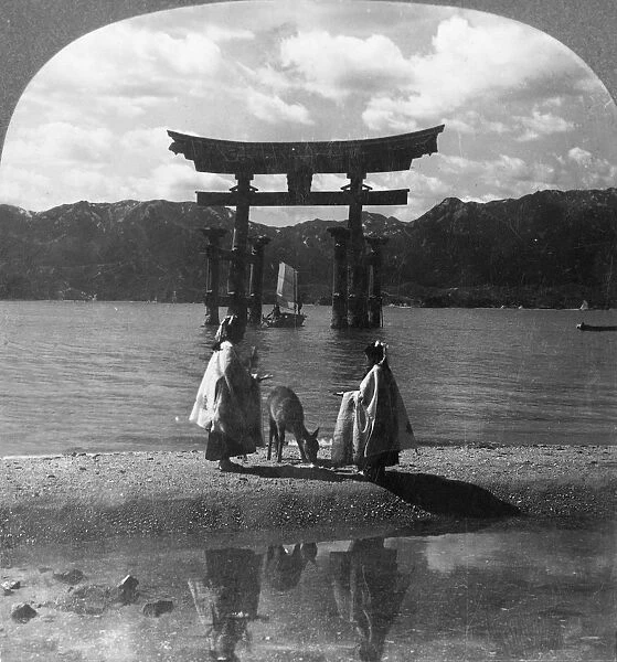 The Far-famed Seagirt Torii of Miyajima. Quaint Gateway to the Famous Shinto Shrine, Japan, 1905