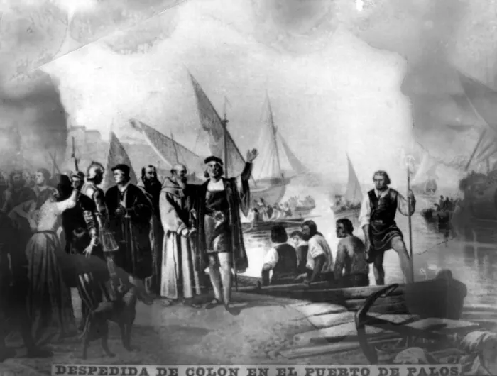 Framed Print : Farewell to Colombus, (1482), 1920s Framed Print : Farewell to Colombus, (1482), 1920s