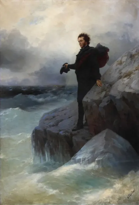 Framed Print : Farewell, free element, o Sea! Alexander Pushkin on the Black Sea, 1877. Creator: Aivazovsky Framed Print : Farewell, free element, o Sea! Alexander Pushkin on the Black Sea, 1877. Creator: Aivazovsky