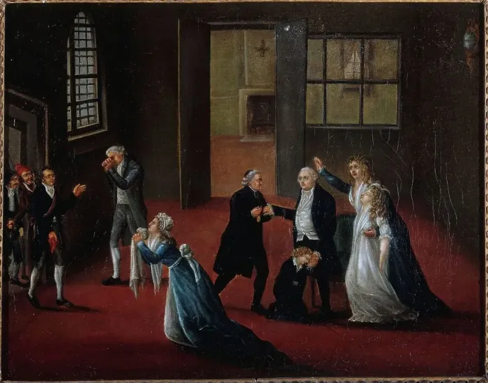 Framed Print : Farewell of Louis XVI to his family, January 20, 1793, between 1788 and 1798. Creator: Unknown Framed Print : Farewell of Louis XVI to his family, January 20, 1793, between 1788 and 1798. Creator: Unknown