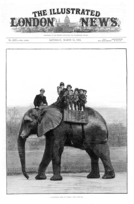 Framed Print : A Farewell Ride on Jumbo, London Zoo, 1882 Framed Print : A Farewell Ride on Jumbo, London Zoo, 1882