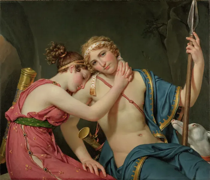 Framed Print : The Farewell of Telemachus and Eucharis, 1818. Creator: Jacques-Louis David Framed Print : The Farewell of Telemachus and Eucharis, 1818. Creator: Jacques-Louis David