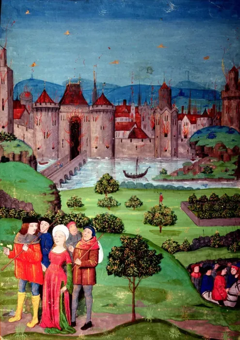 Framed Print : The farewell of the troops, miniature in the first chapter of the Chronicles of France Framed Print : The farewell of the troops, miniature in the first chapter of the Chronicles of France