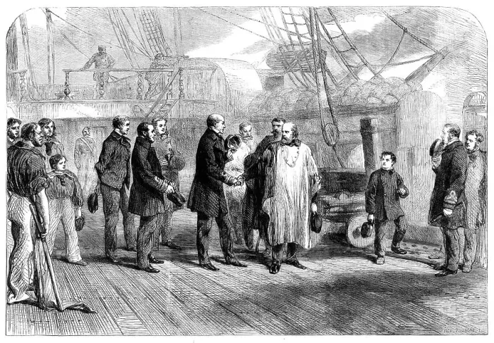 Framed Print : Farewell visit of Garibaldi to Admiral Mundy on board the Hannibal at Naples, 1860. Creator: W. L. Thomas. Farewell visit of Garibaldi to Admiral Mundy on board the Hannibal at Naples, 1860. Creator: W. L. Thomas Framed Print : Farewell visit of Garibaldi to Admiral Mundy on board the Hannibal at Naples, 1860. Creator: W. L. Thomas. Farewell visit of Garibaldi to Admiral Mundy on board the Hannibal at Naples, 1860. Creator: W. L. Thomas