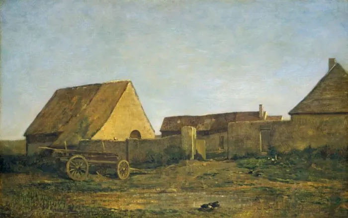 Framed Print : The Farm, 1855. Creator: Charles Francois Daubigny Framed Print : The Farm, 1855. Creator: Charles Francois Daubigny
