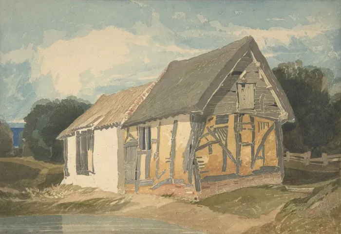 Framed Print : Farm Building by a Pond, 1808-11(?). Creator: John Sell Cotman Framed Print : Farm Building by a Pond, 1808-11(?). Creator: John Sell Cotman