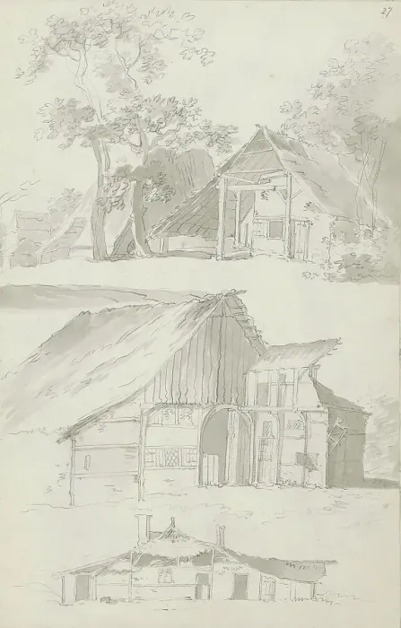 Framed Print : Farm buildings, c.1780-c.1800. Creator: Bernhard Heinrich Thier Framed Print : Farm buildings, c.1780-c.1800. Creator: Bernhard Heinrich Thier