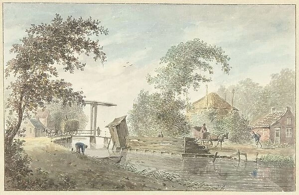 Farm on a canal with a drawbridge, 1757-1822. Creator: Hermanus Petrus Schouten