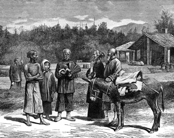 Framed Print : Farm in Canton province, China, late 19th century. Artist: Adrien Marie Framed Print : Farm in Canton province, China, late 19th century. Artist: Adrien Marie