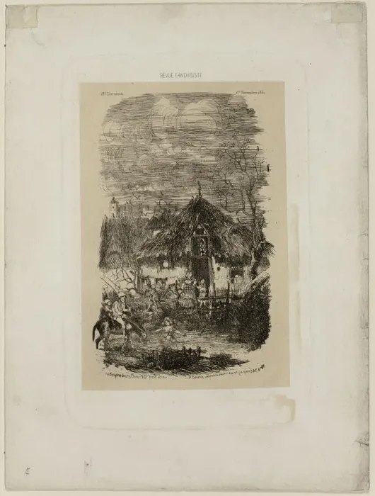 Framed Print : Farm Cottage, from Revue Fantaisiste, 1861. Creator: Rodolphe Bresdin Framed Print : Farm Cottage, from Revue Fantaisiste, 1861. Creator: Rodolphe Bresdin