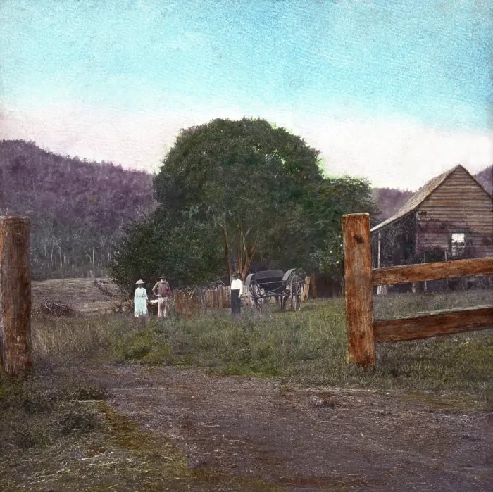 Framed Print : Farm cottage 'The Homestead', Canungra Region, c1888. Creator: Robert Augustus Henry L'Estrange. Farm cottage 'The Homestead', Canungra Region, c1888 Framed Print : Farm cottage 'The Homestead', Canungra Region, c1888. Creator: Robert Augustus Henry L'Estrange. Farm cottage 'The Homestead', Canungra Region, c1888