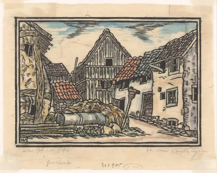 Framed Print : Farm in the Eifel, 1871-1918. Creator: Henriëtte van Hove Framed Print : Farm in the Eifel, 1871-1918. Creator: Henriëtte van Hove