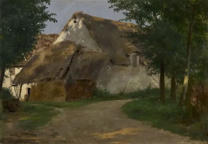 Framed Print : The Farm at the Entrance of the Wood, 1860-1880. Creator: Rosa Bonheur (French, 1822-1899) Framed Print : The Farm at the Entrance of the Wood, 1860-1880. Creator: Rosa Bonheur (French, 1822-1899)
