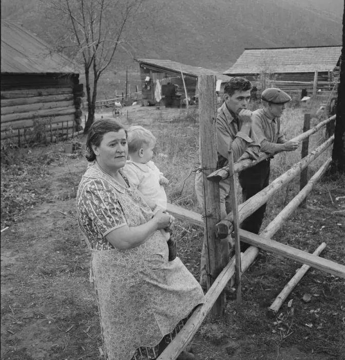 Framed Print : Farm family in the cut-over land, Priest River Valley, Bonner County, Idaho, 1939. Creator: Dorothea Lange Framed Print : Farm family in the cut-over land, Priest River Valley, Bonner County, Idaho, 1939. Creator: Dorothea Lange