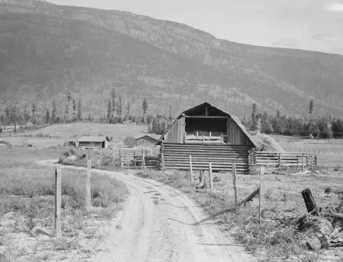 Framed Print : Farm of FSA, land clearing loan, Boundary County, Idaho, 1939. Creator: Dorothea Lange Framed Print : Farm of FSA, land clearing loan, Boundary County, Idaho, 1939. Creator: Dorothea Lange