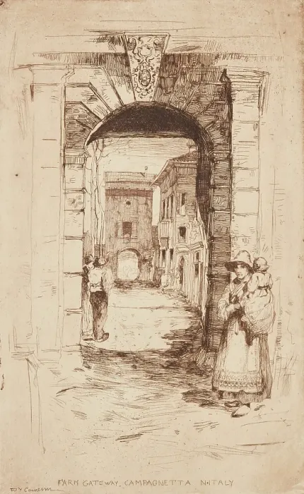 Framed Print : Farm Gateway, Campagnetta, North Italy, 1896. Creator: David Young Cameron Framed Print : Farm Gateway, Campagnetta, North Italy, 1896. Creator: David Young Cameron