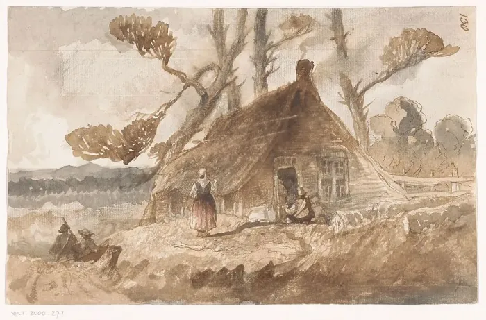 Framed Print : Farm on the heath, 1849. Creator: Johannes Tavenraat Framed Print : Farm on the heath, 1849. Creator: Johannes Tavenraat