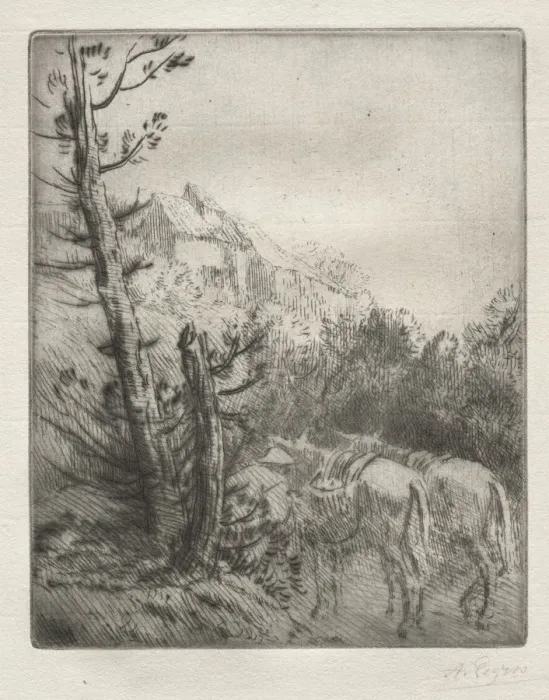 Framed Print : The Farm on the Hill. Creator: Alphonse Legros (French, 1837-1911) Framed Print : The Farm on the Hill. Creator: Alphonse Legros (French, 1837-1911)