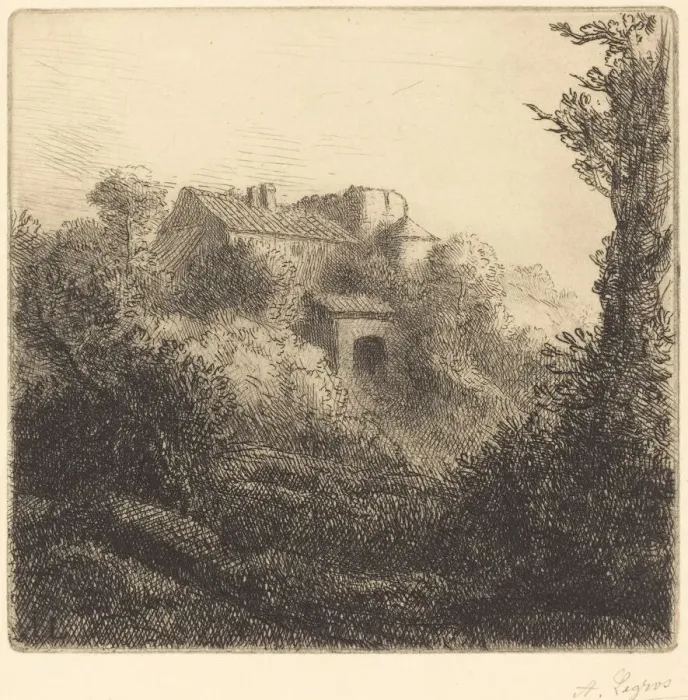 Framed Print : Farm on a Hill (La ferme sur la colline). Creator: Alphonse Legros Framed Print : Farm on a Hill (La ferme sur la colline). Creator: Alphonse Legros