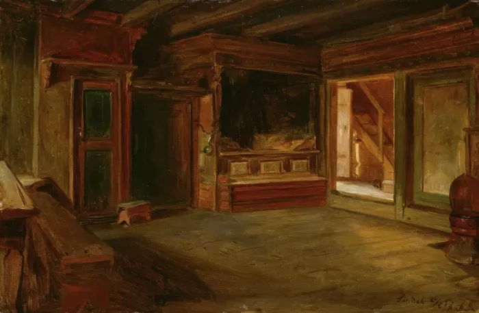 Framed Print : Farm Interior from Sandak, 1857. Creator: Adolph Tidemand Framed Print : Farm Interior from Sandak, 1857. Creator: Adolph Tidemand