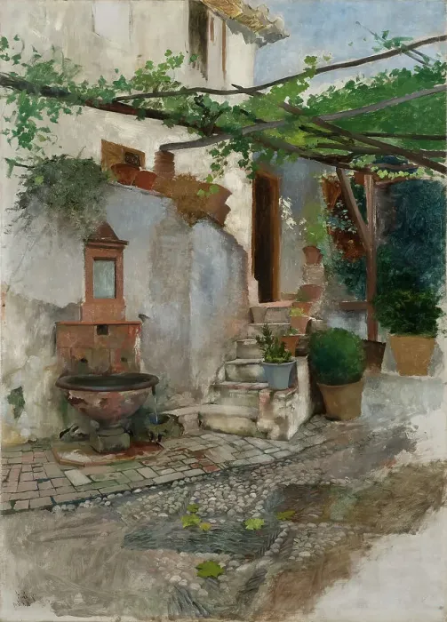 Framed Print : Farm Interior from the South of Spain, late 19th century. Creator: Hugo Birger Framed Print : Farm Interior from the South of Spain, late 19th century. Creator: Hugo Birger