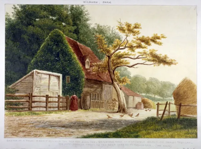 Framed Print : Farm in Kilburn Park, Edgware Road, Paddington, London, c1865 Framed Print : Farm in Kilburn Park, Edgware Road, Paddington, London, c1865