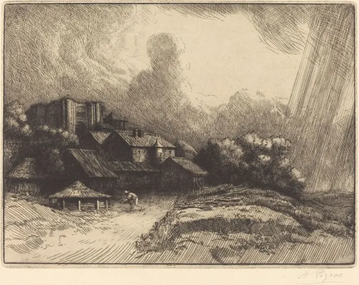 Framed Print : Farm at the Monastery (La ferme de l abbaye). Creator: Alphonse Legros Framed Print : Farm at the Monastery (La ferme de l abbaye). Creator: Alphonse Legros