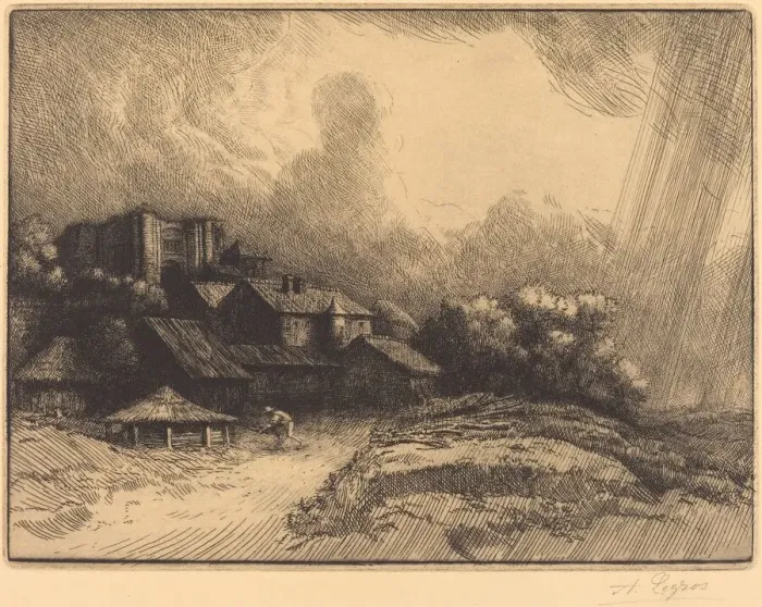 Framed Print : Farm at the Monastery (La ferme de l abbaye). Creator: Alphonse Legros Framed Print : Farm at the Monastery (La ferme de l abbaye). Creator: Alphonse Legros