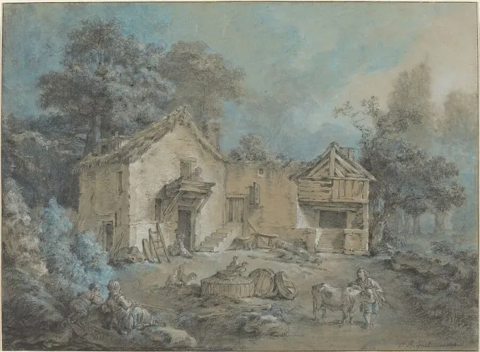 Framed Print : Farm Scene, 1779. Creator: Jean Baptiste Marie Huet Framed Print : Farm Scene, 1779. Creator: Jean Baptiste Marie Huet