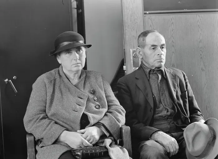 Framed Print : Farm Security clients during applications for aid... Stockton, California, 1938. Creator: Dorothea Lange Framed Print : Farm Security clients during applications for aid... Stockton, California, 1938. Creator: Dorothea Lange